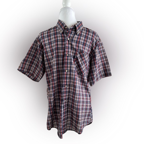 Vintage Levi's Short Sleeve Plaid Button Front I Large - Picture 1 of 7
